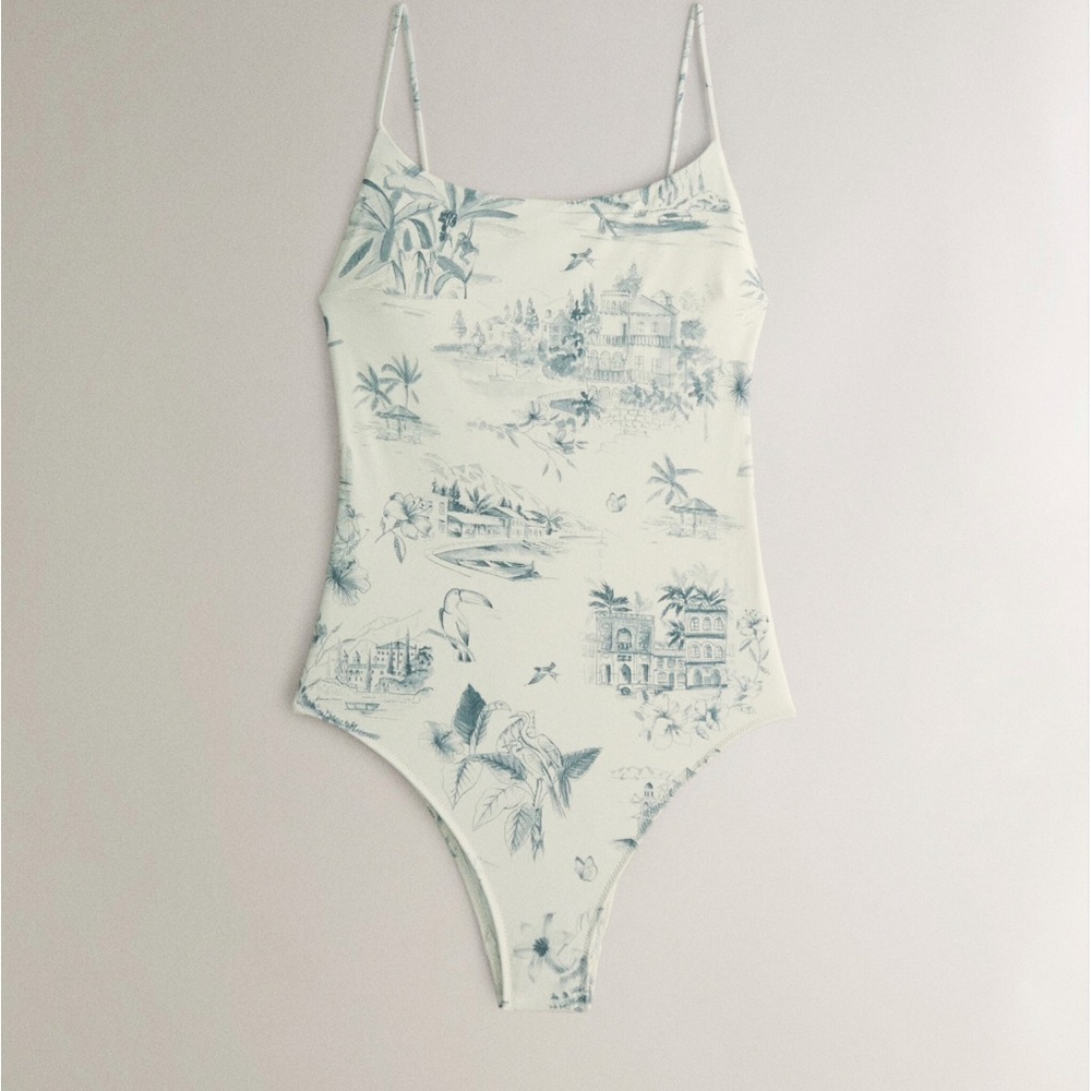 Zara Toile de jouy beach swimsuit